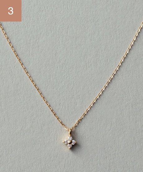 [レイヤード] K18YG ダイヤモンド フローレット ネックレス