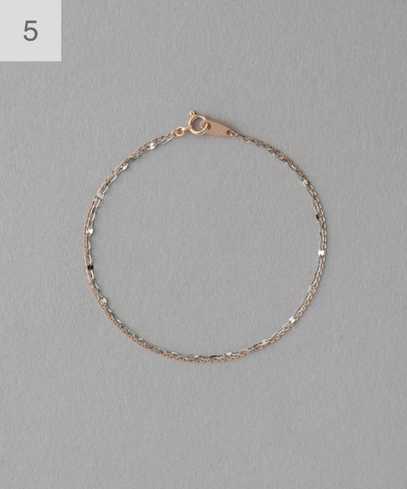 [ミストピンク] K10 レイヤード ブレスレット バイカラー