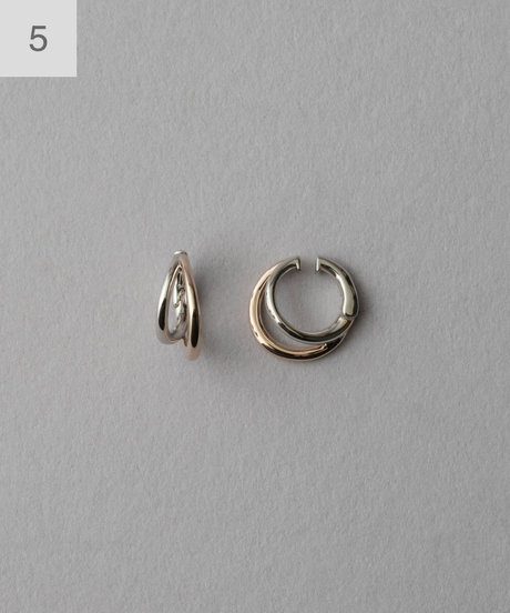 ダブルライン バイカラー ハグイヤリング