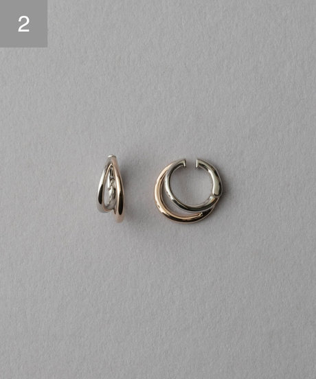 ダブルライン バイカラー ハグイヤリング