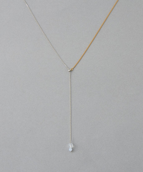 [アシンメトリー] ナチュラルストーン バイカラー ロングネックレス